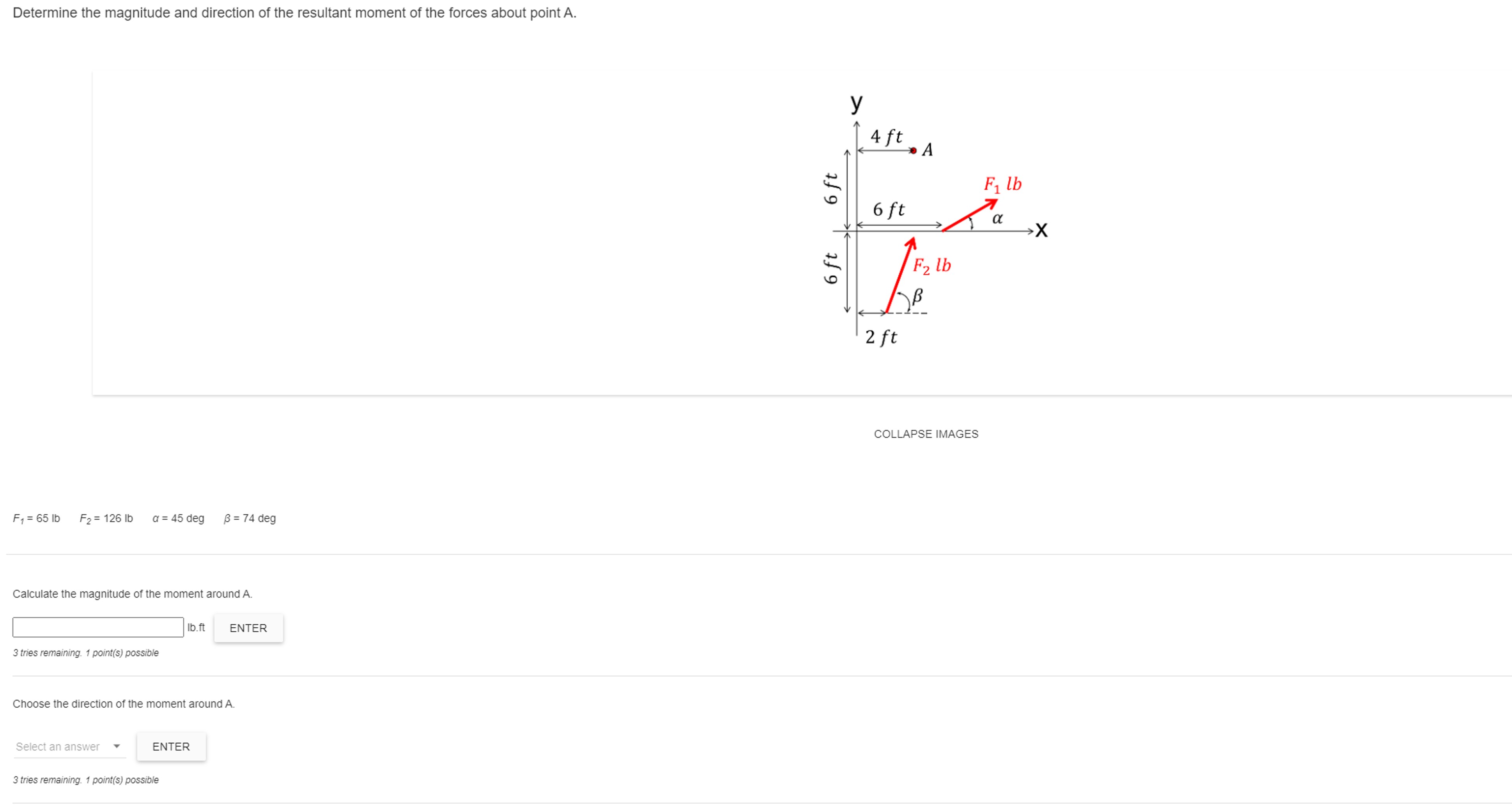 Determine the magnitude and direction of the
