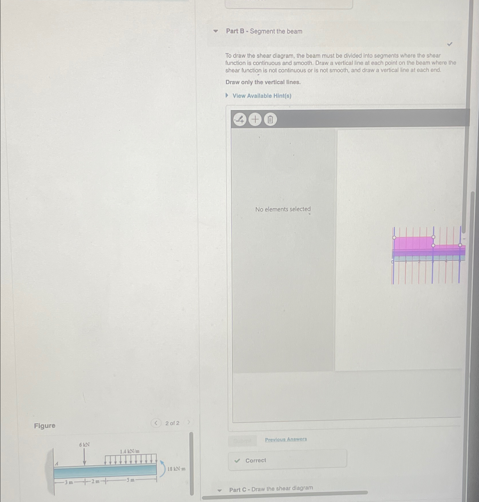 Part B - Segment the beam To draw the shear