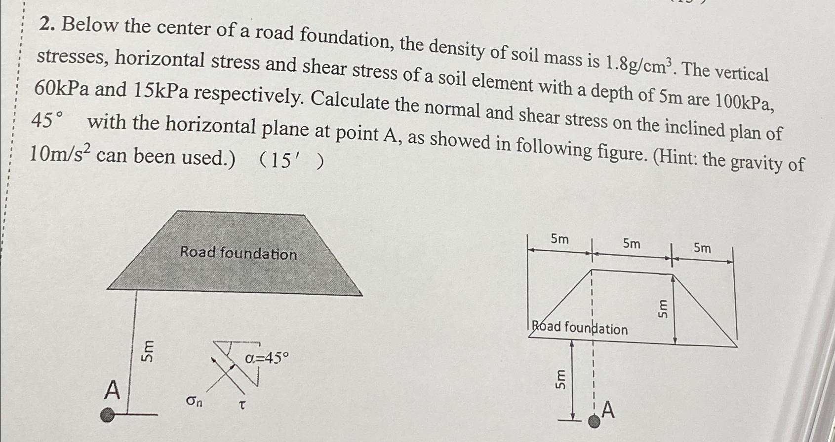 Below the center of a road foundation, the