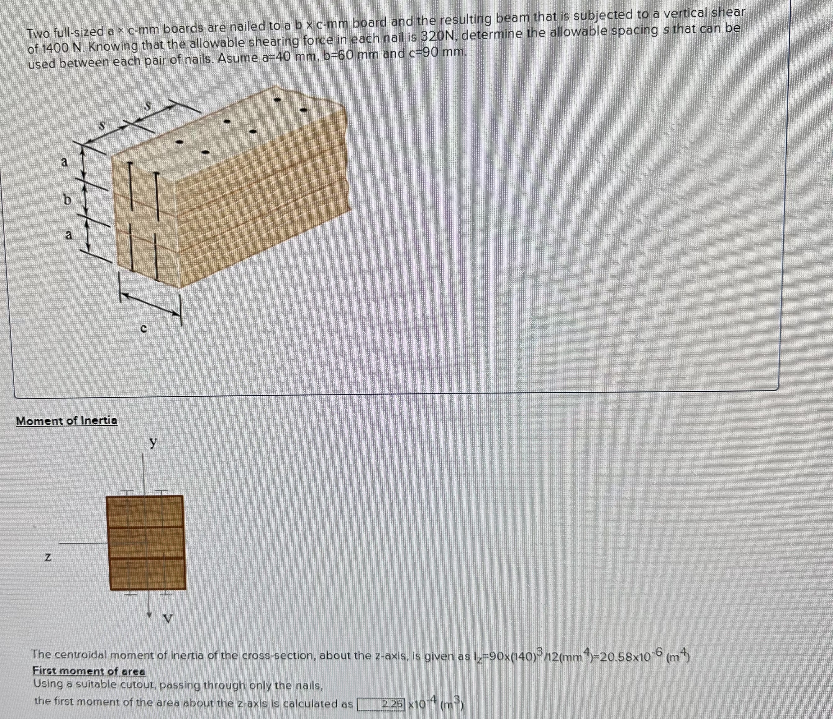 Find the first moment of inertia about the Z -