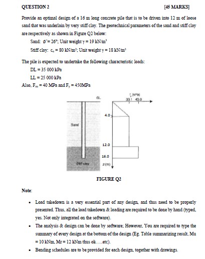 QUESTION 2 Provide an optimal design of a 1 6 m m