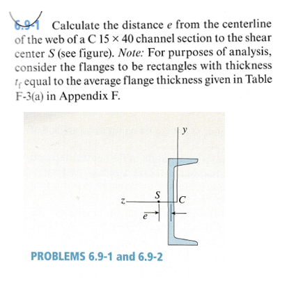 6 . 9 - 1 Calculate the distance e from the