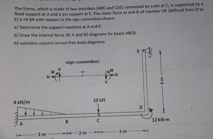 The frame, which is made of two members ( ABC and