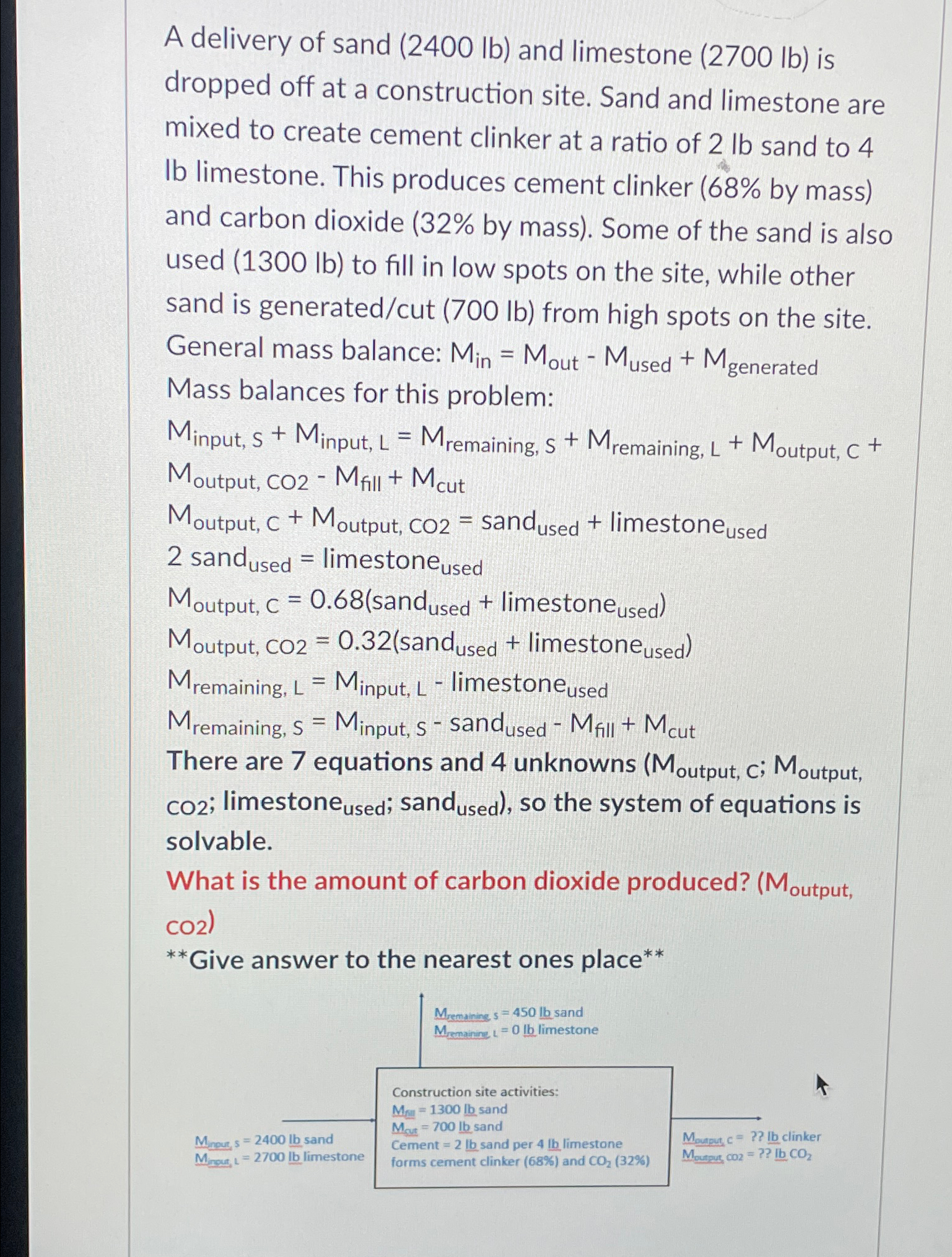 A delivery of sand ( 2 4 0 0 l b ) and limestone