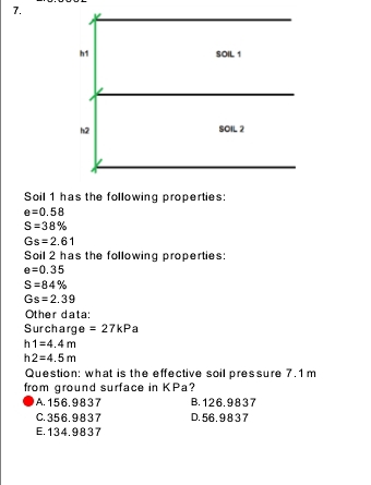 Soil 1 has the following properties: e = 0 . 5 8