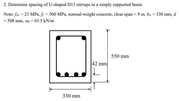 Determine spacing of U - shaped D 1 3 stirrups in
