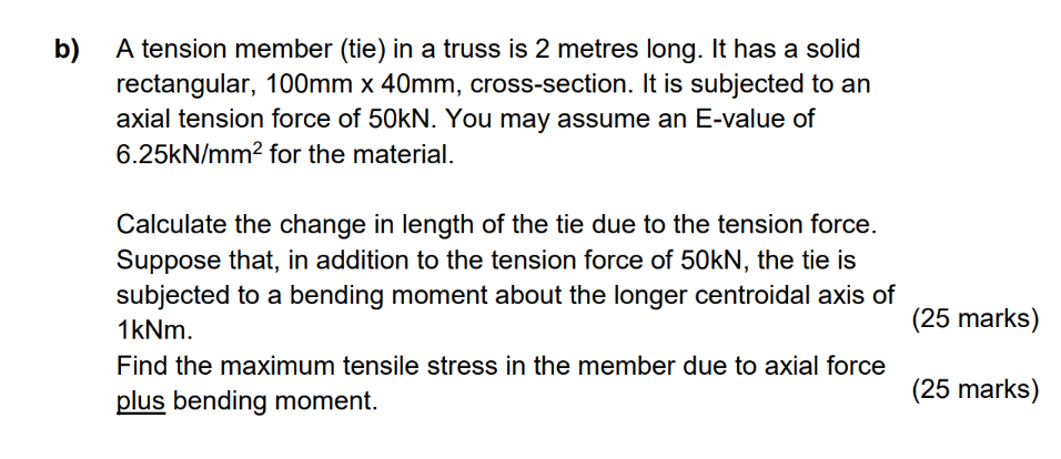 b ) A tension member ( tie ) in a truss is 2