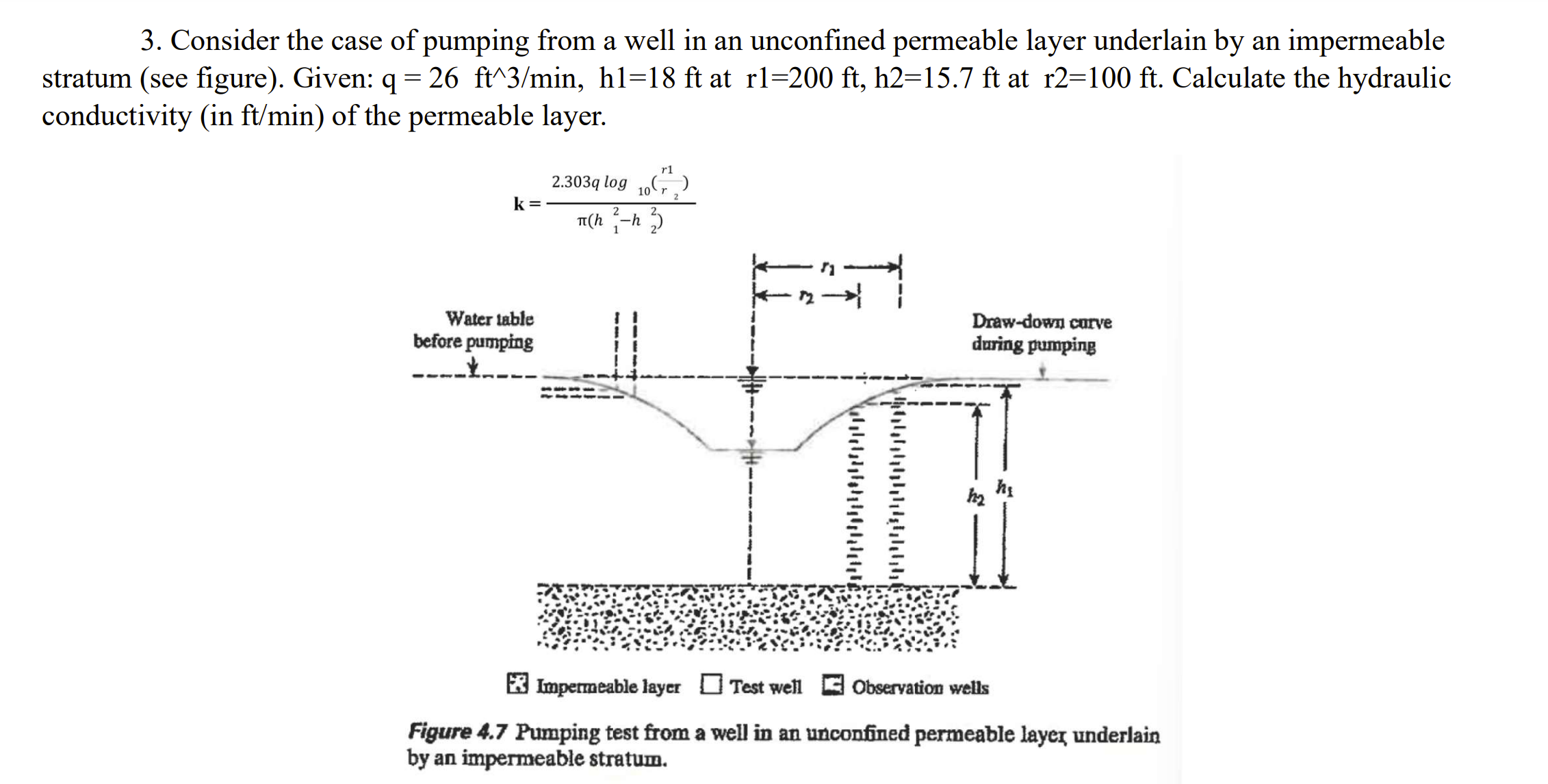 Consider the case of pumping from a well in an