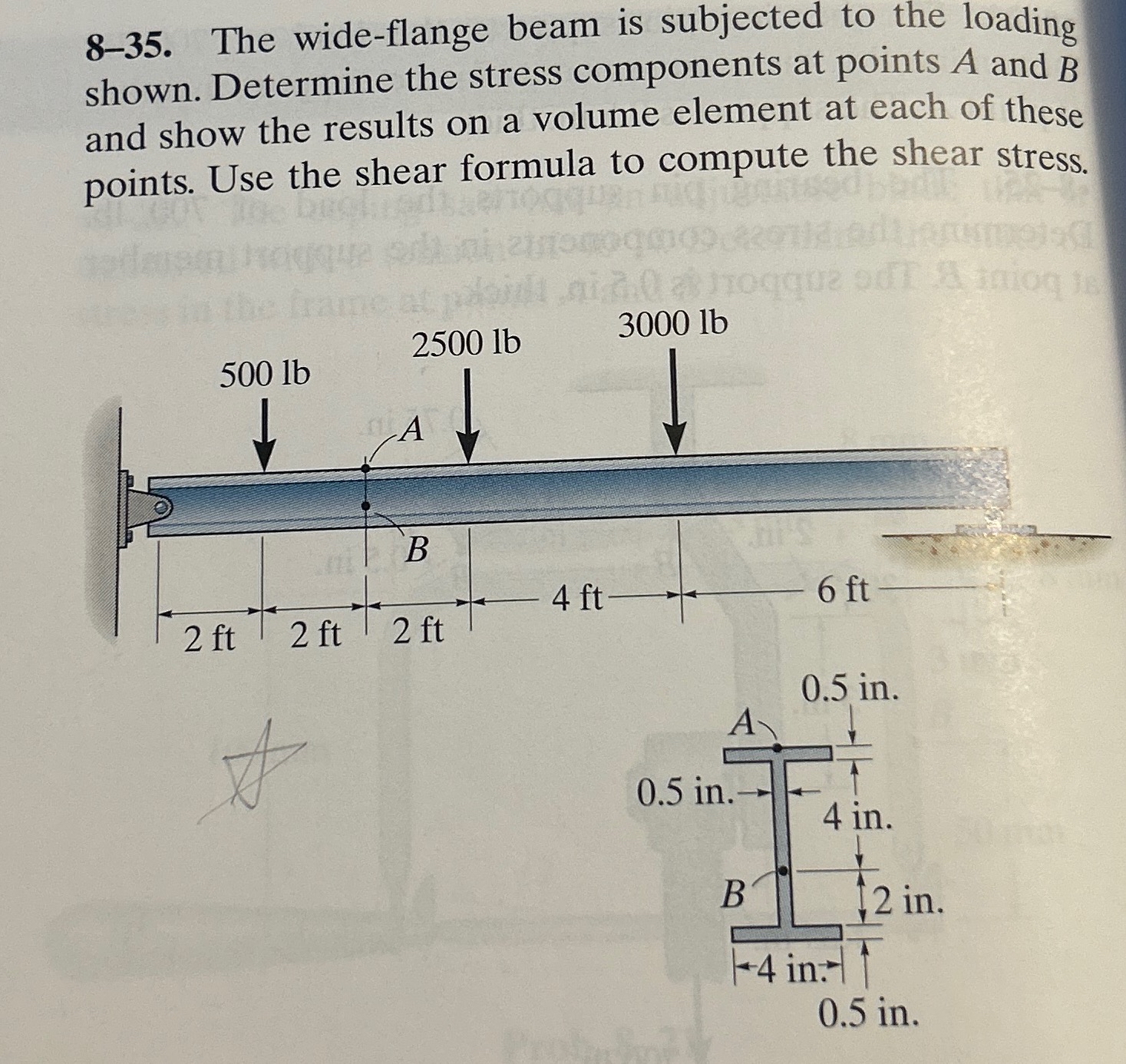 8 - 3 5 . The wide - flange beam is subjected to