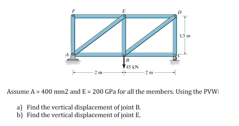 Assume A = 4 0 0 m m 2 and E = 2 0 0 GPa for all