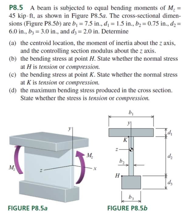 P 8 . 5 A beam is subjected to equal bending