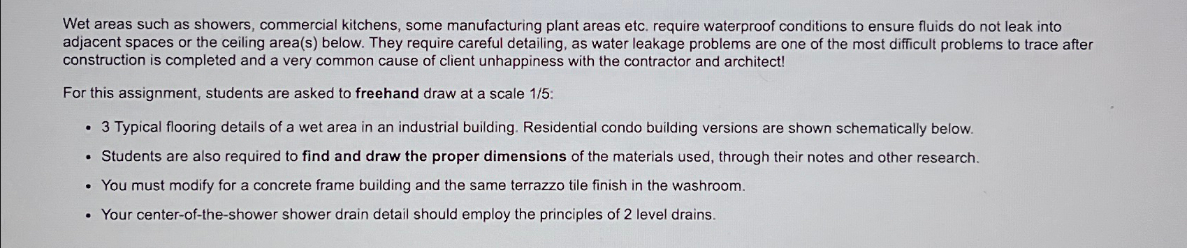 Wet areas such as showers, commercial kitchens,