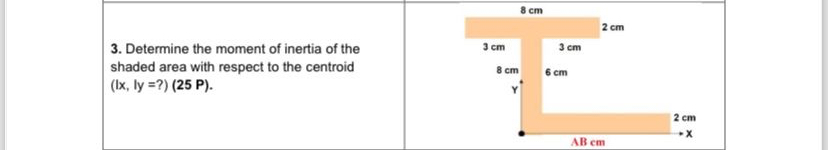 Determine the moment of inertia of the shaded