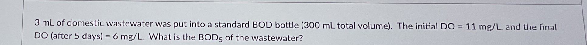 3 mL of domestic wastewater was put into a