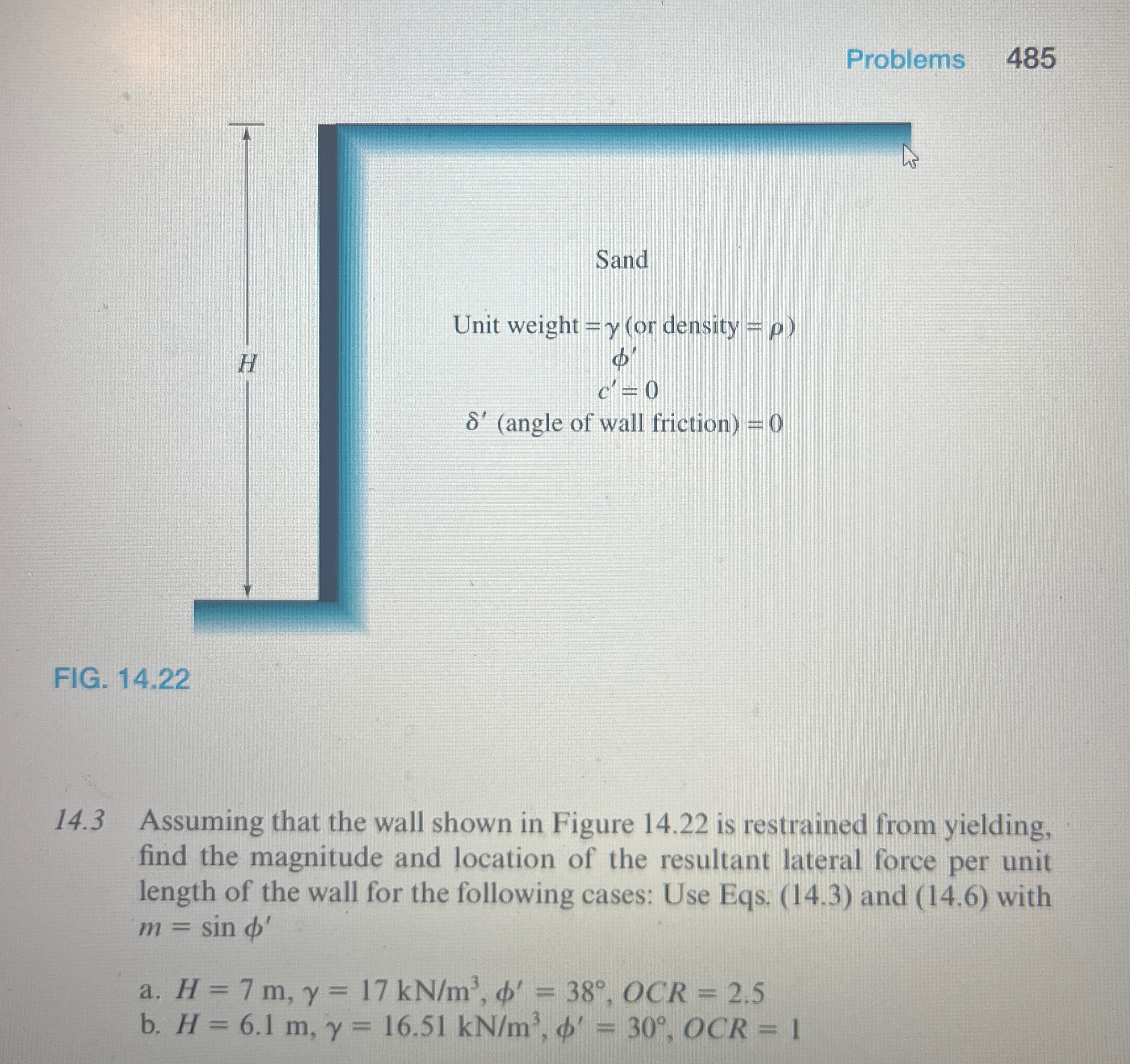 Problems 4 8 5 Sand Unit weight or density = ' c