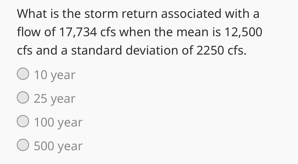 What is the storm return associated with a flow