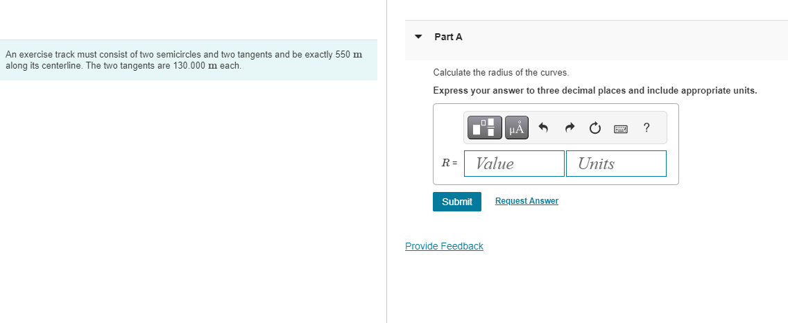 An exercise track must consist of two semicircles