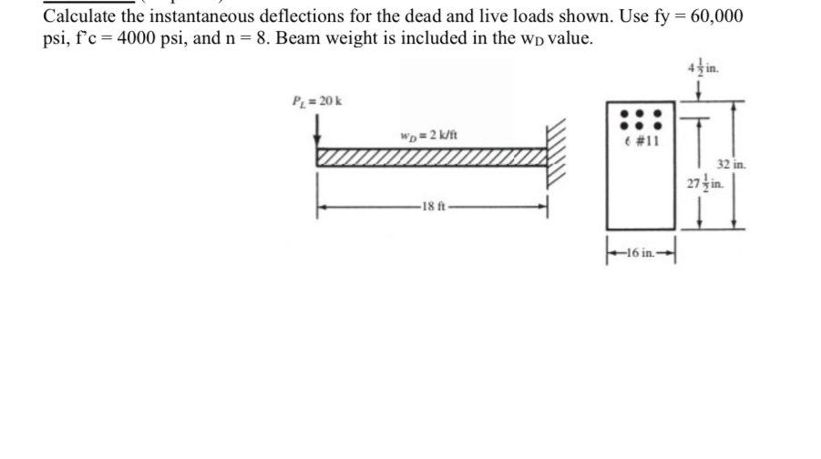 Calculate the instantaneous deflections for the
