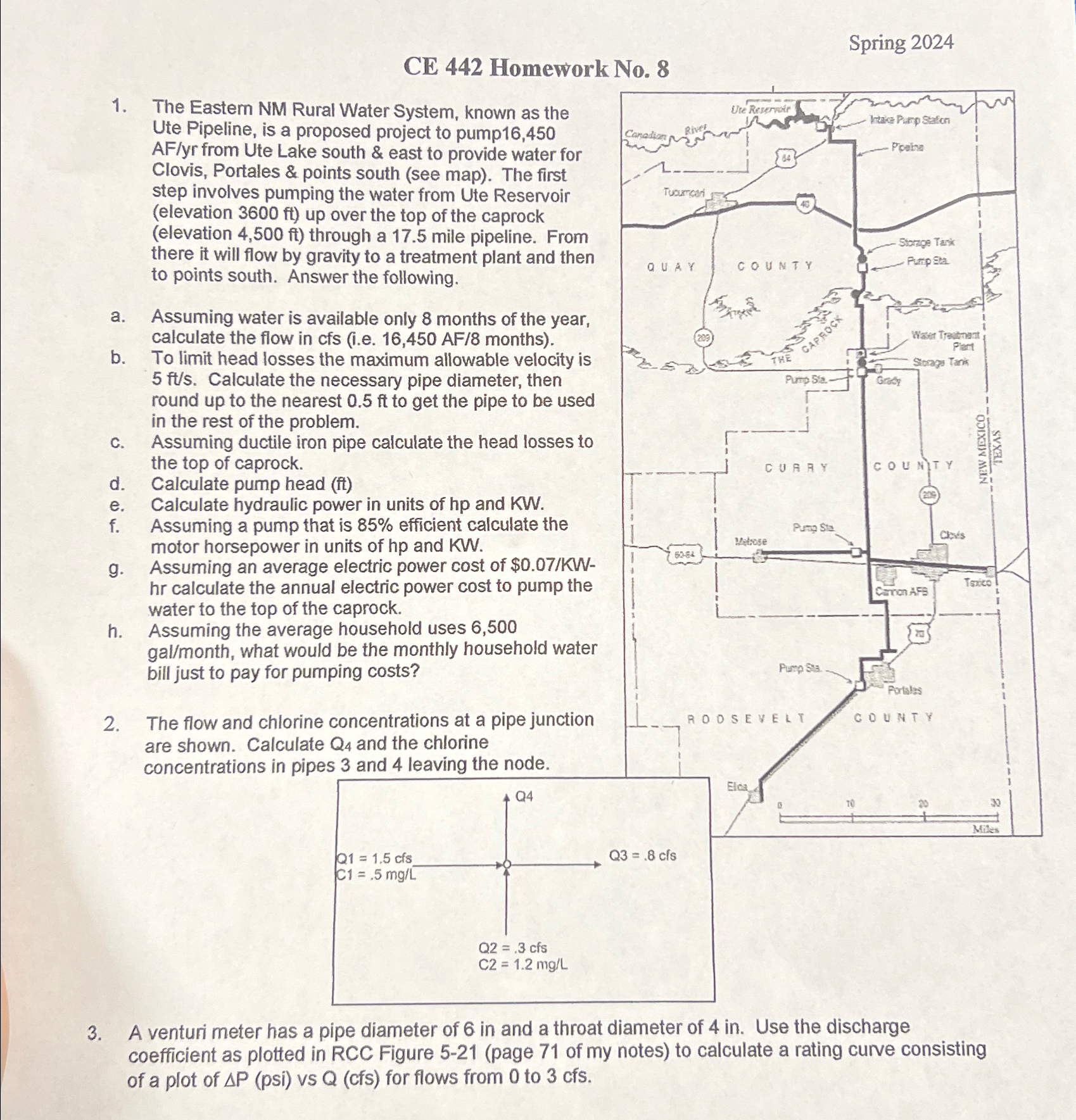 CE 4 4 2 Homework No . 8 Spring 2 0 2 4 The