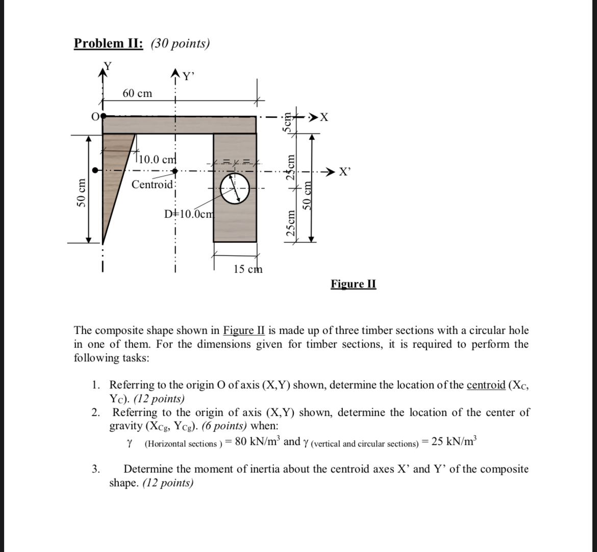 Problem II: ( 3 0 points ) The composite shape