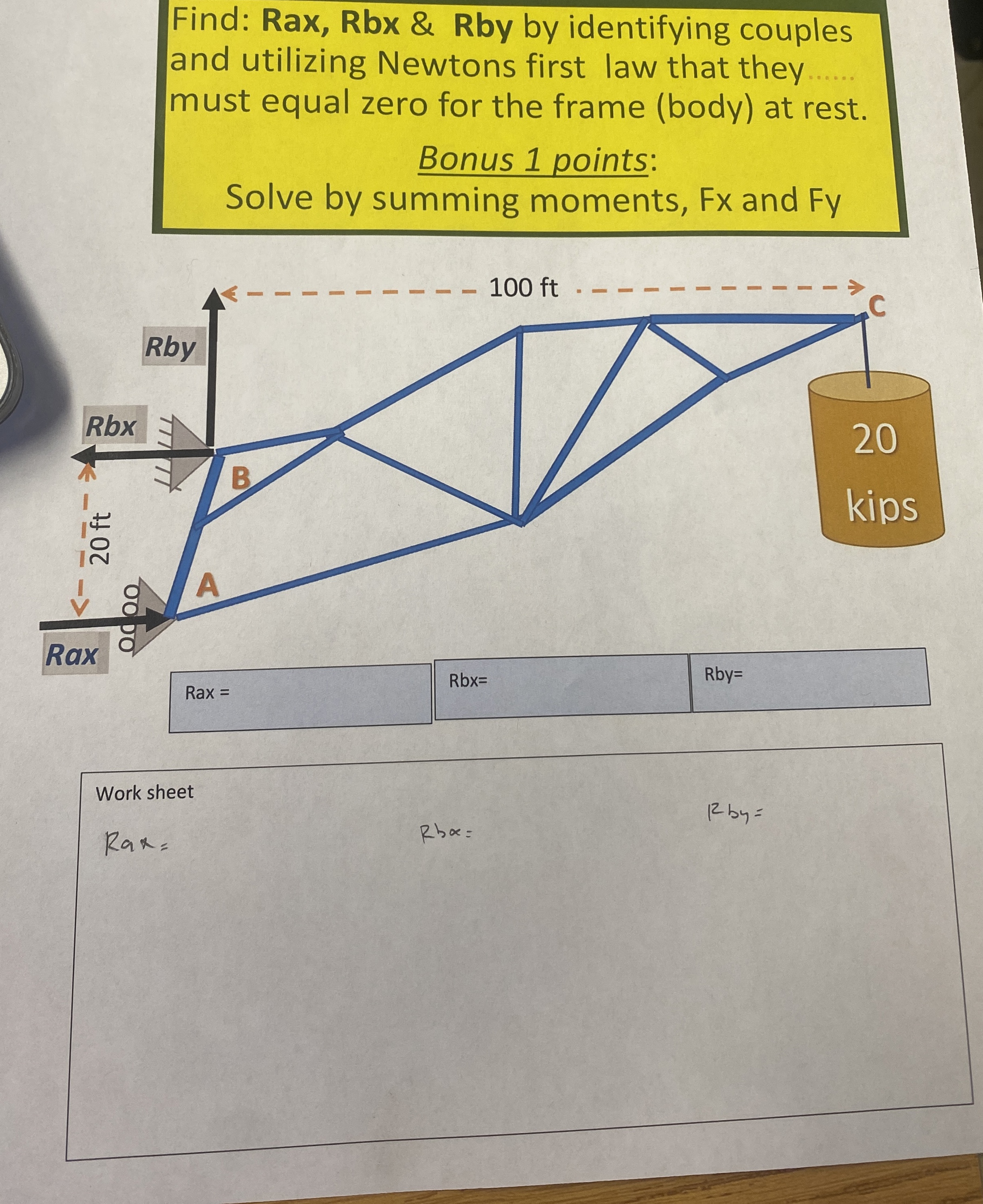 Find: Rax, Rbx & Rby by identifying couples and