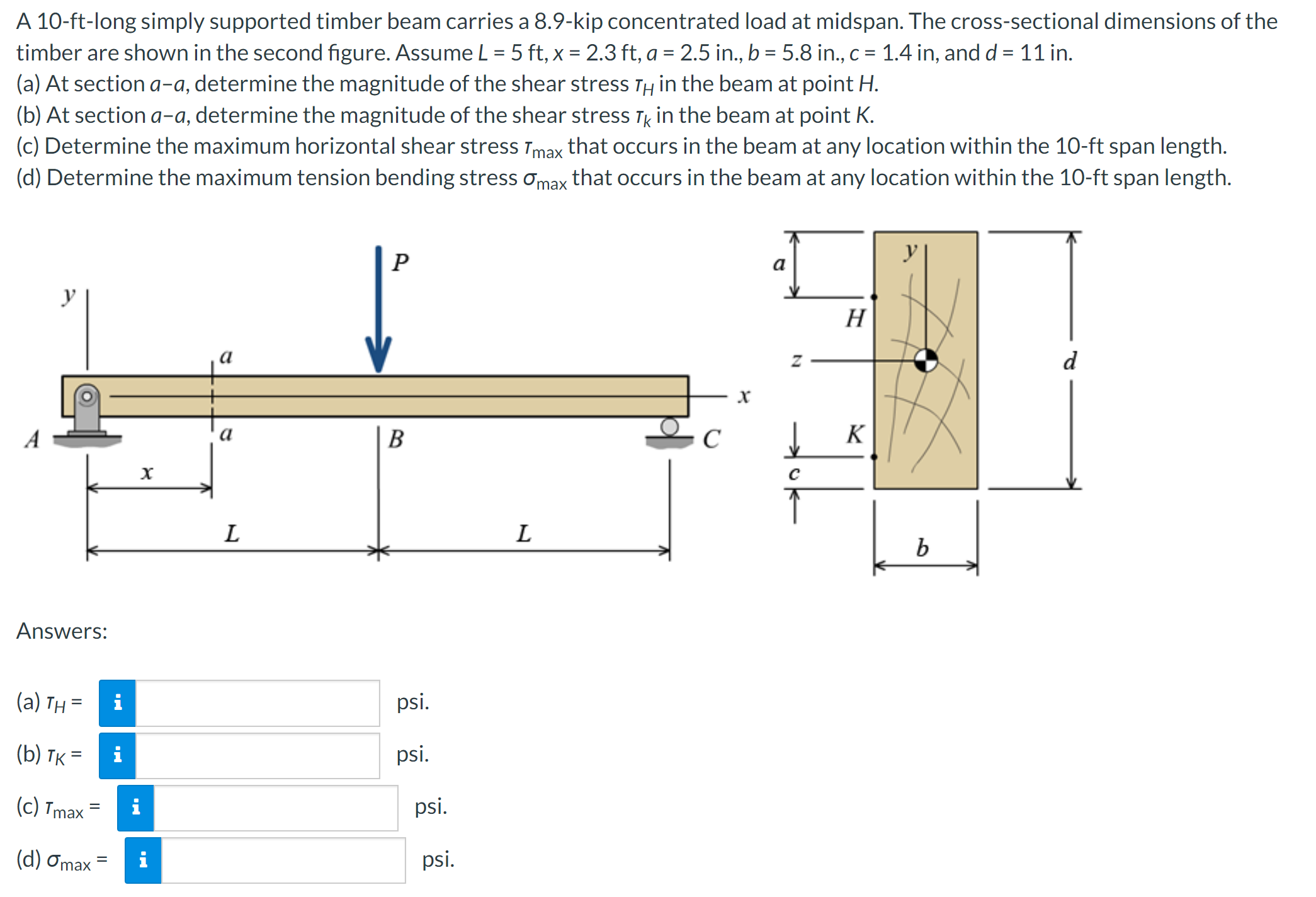 A 1 0 - ft - long simply supported timber beam