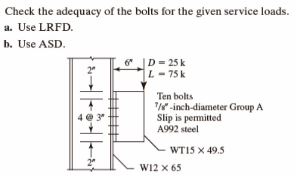 Check the adequacy of the bolts for the given