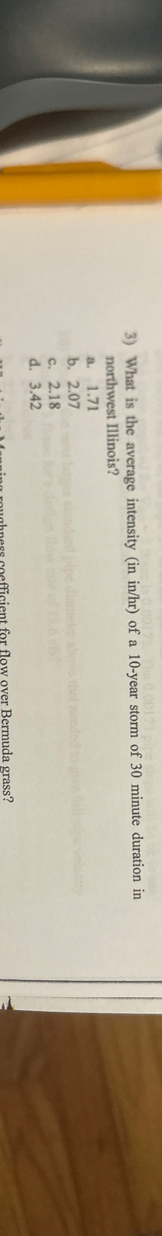 What is the average intensity ( in i n h r ) of a