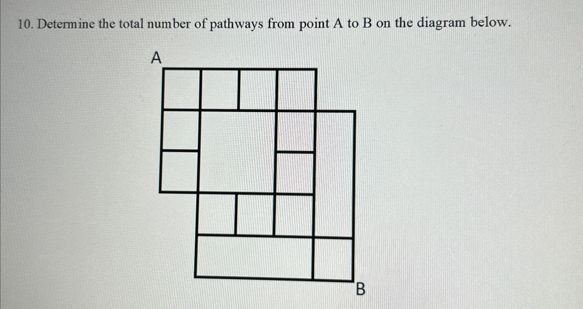 Determine the total number of pathways from point