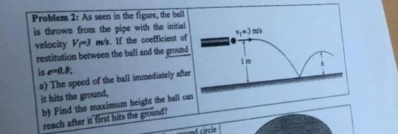 Problem 2 : As seen in the figure, the ball is