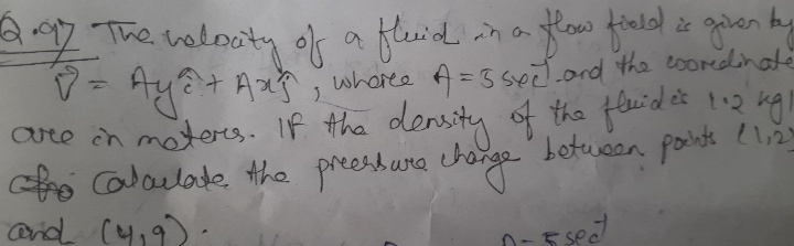 Q . 9 7 The velocity of a fluid in a flow field
