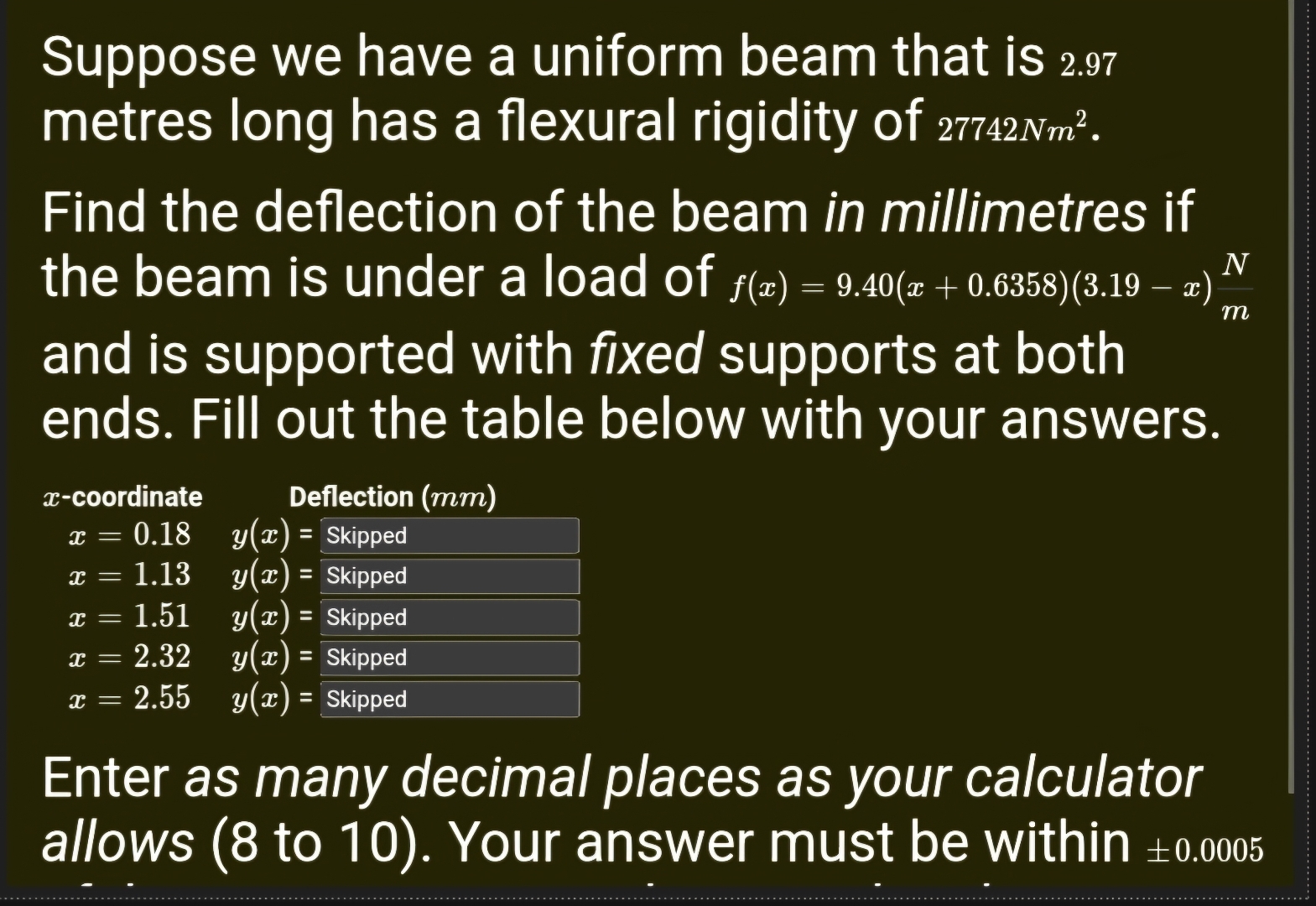 Suppose we have a uniform beam that is 2 . 9 7