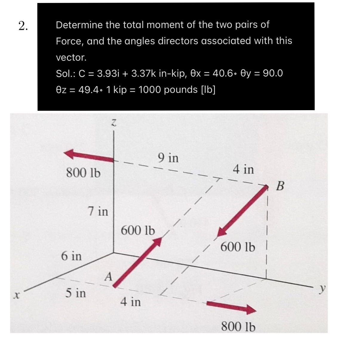 Determine the total moment of the two pairs of