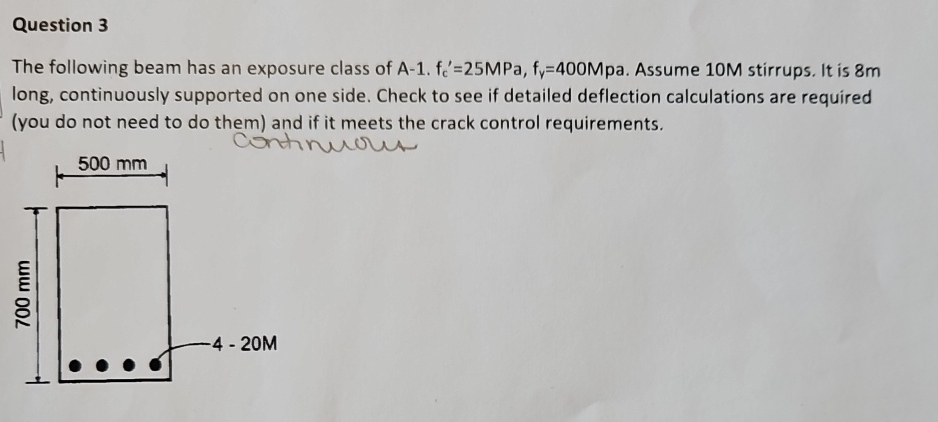 Question 3 The following beam has an exposure