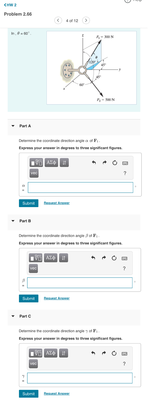 I n , = 6 0 . Part A Determine the coordinate