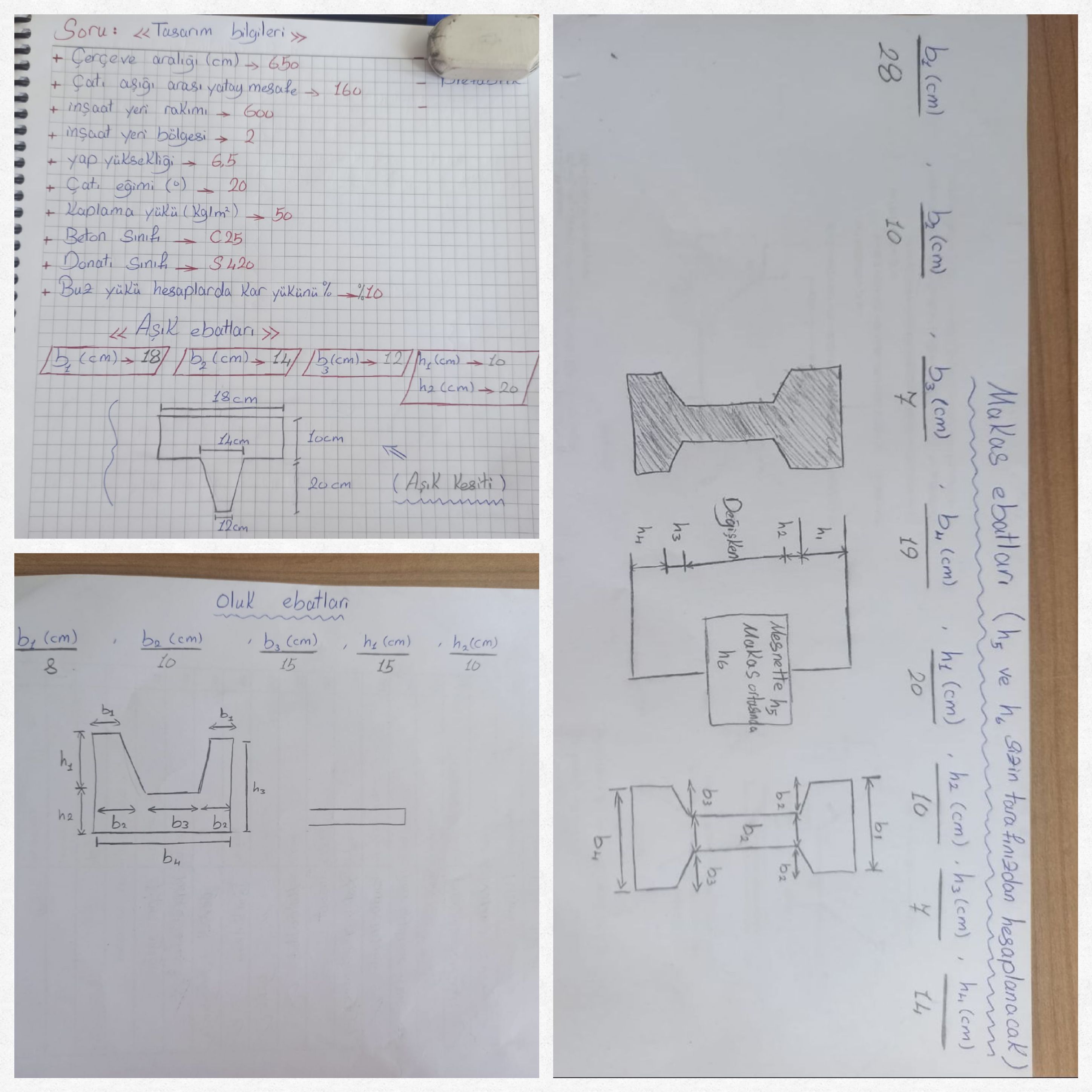 Soru: Tasanm bigileri Cer eve araligi ( c m ) 6 5