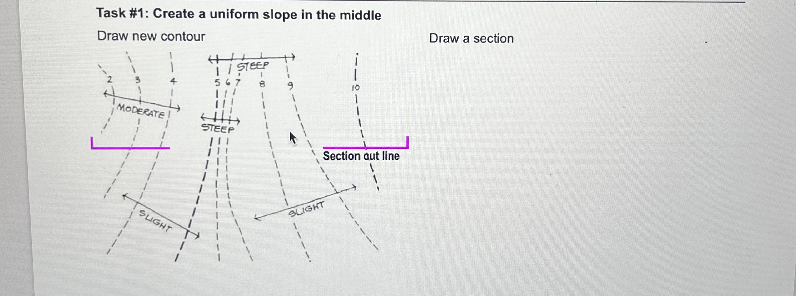 Task # 1 : Create a uniform slope in the middle