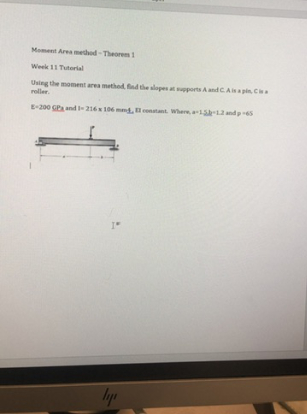 Moment Area method - Theorem 1 Week 1 1 Tuterial