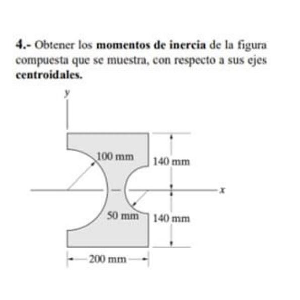 4 . - Obtener los momentos de inereia de la