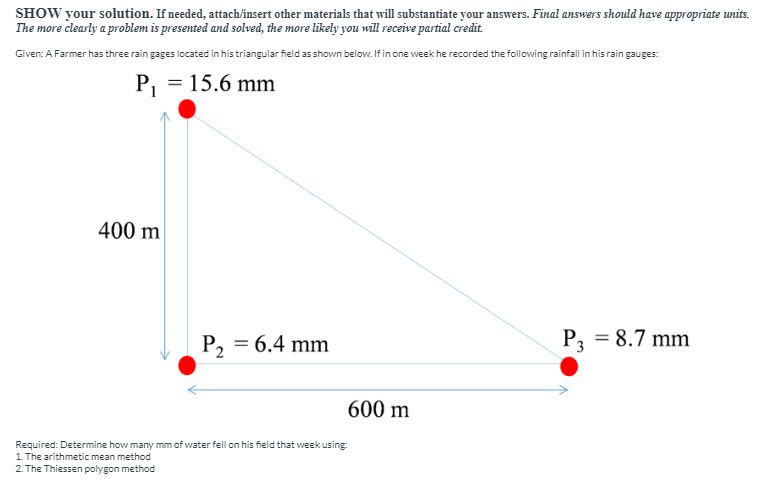 Compute the areal, P , using the arithmetic mean