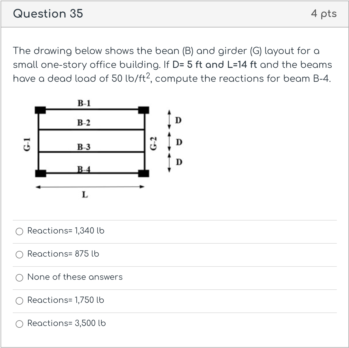 Question 3 5 The drawing below shows the bean ( B