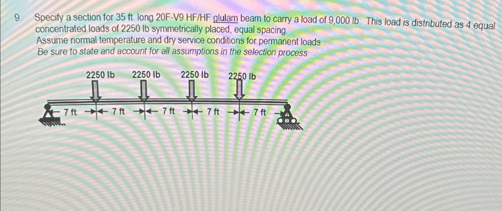 Specify a section for 3 5 f t . long 2 0 F - V 9