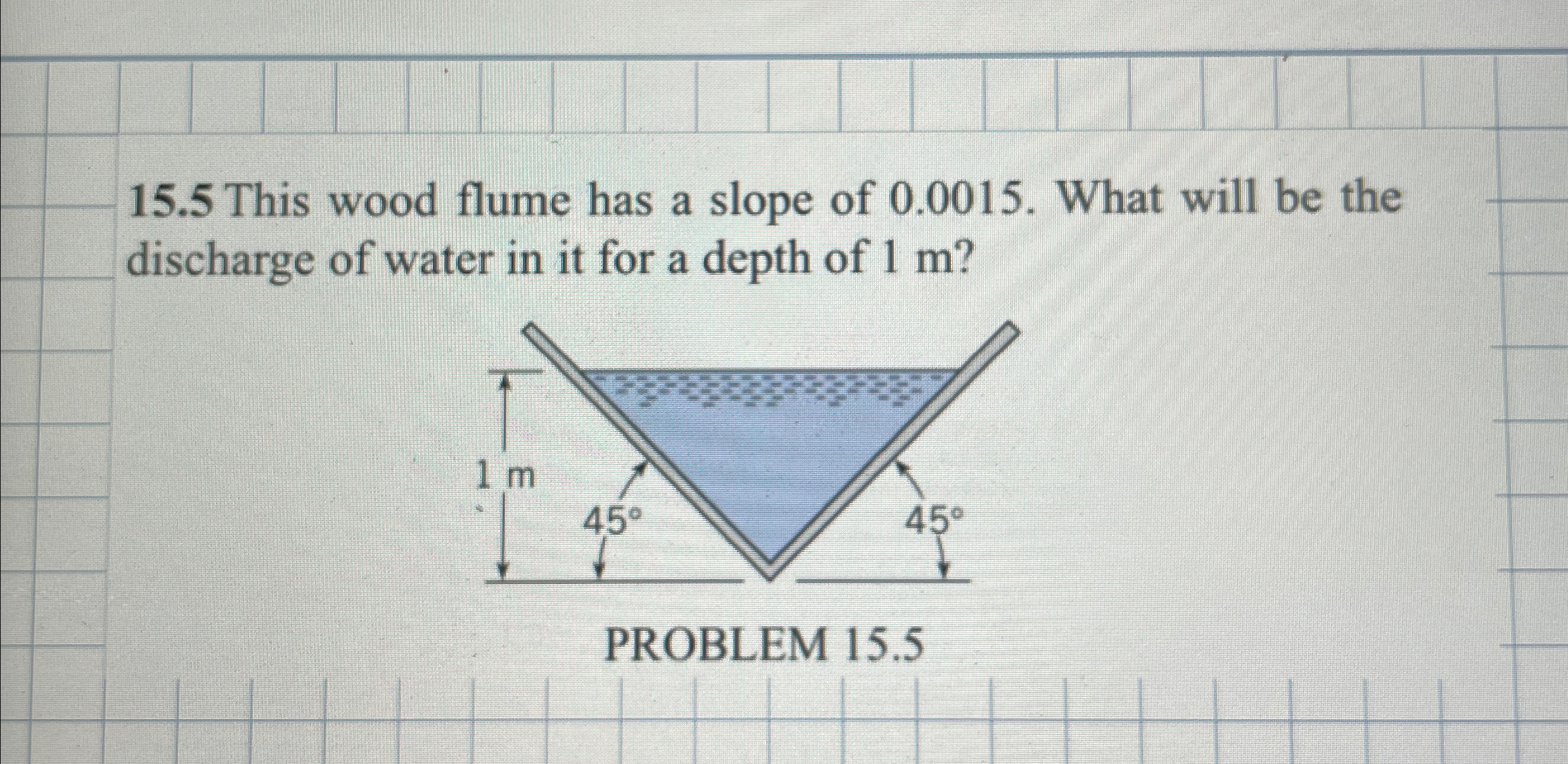 1 5 . 5 This wood flume has a slope of 0 . 0 0 1