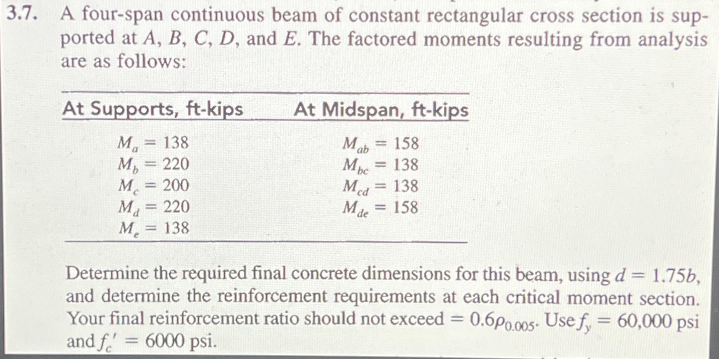 3 . 7 . A four - span continuous beam of constant