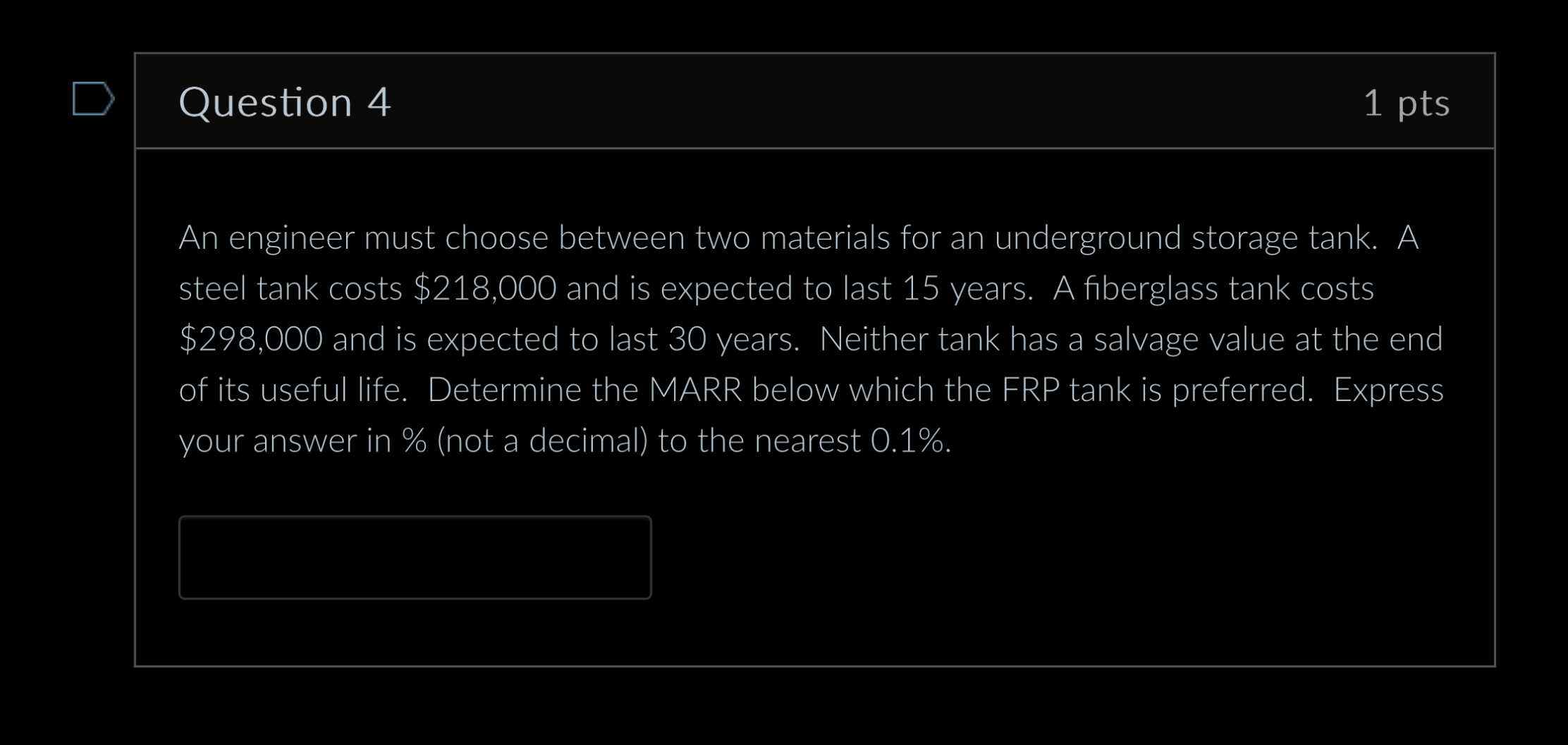 Question 4 1 p t s An engineer must choose
