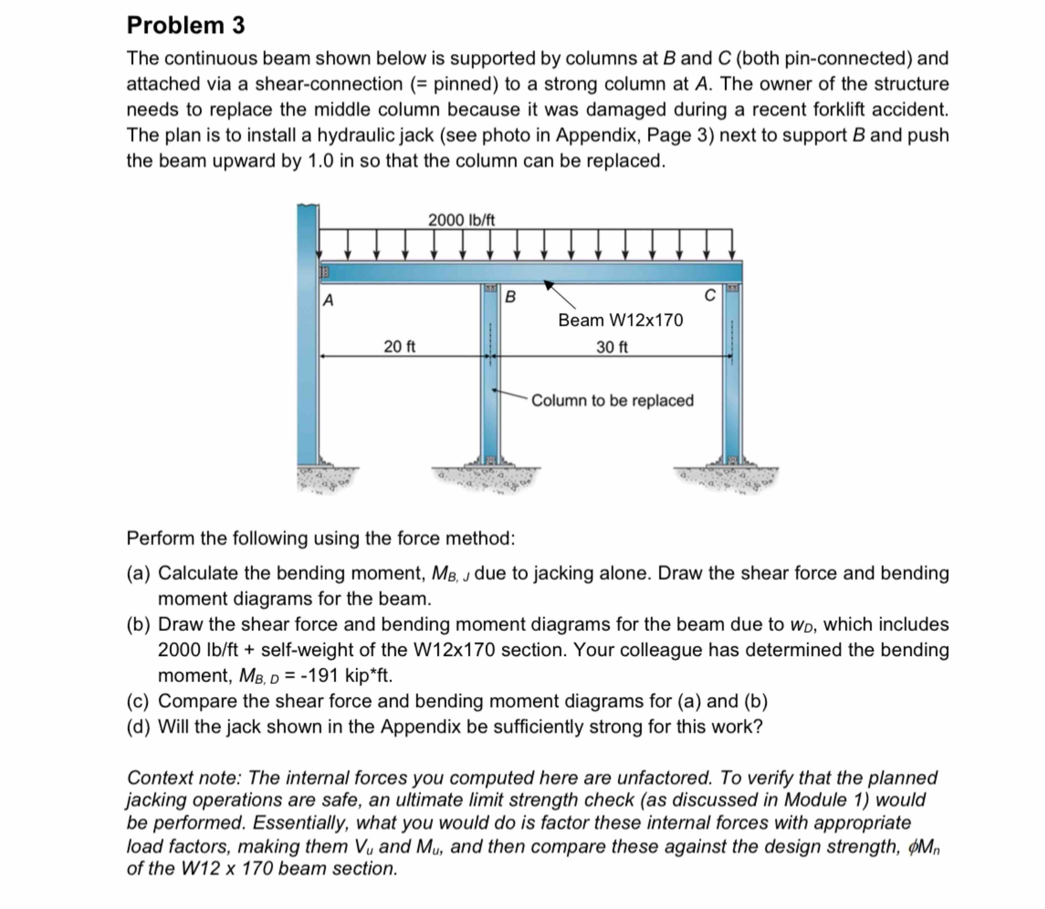 Problem 3 The continuous beam shown below is