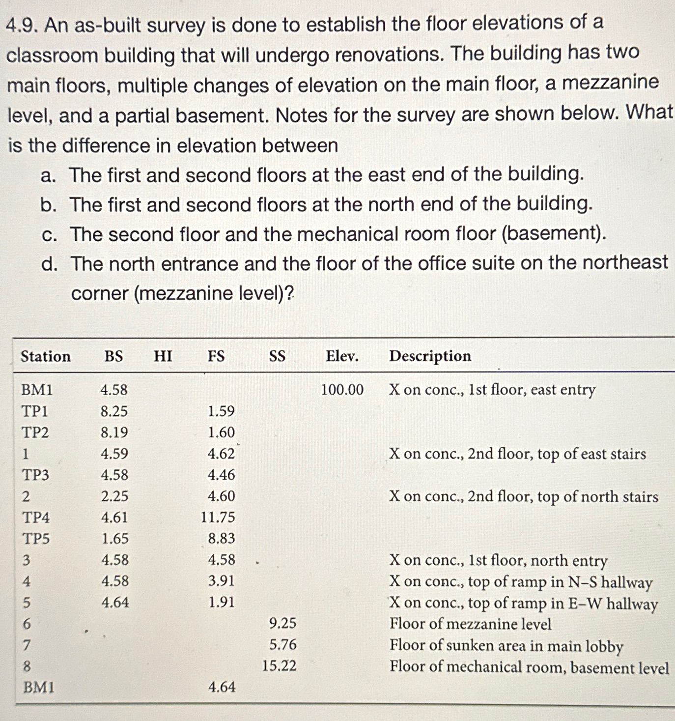 4 . 9 . An as - built survey is done to establish
