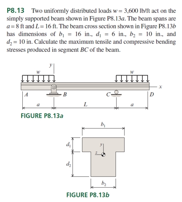 P 8 . 1 3 Two uniformly distributed loads w = 3 ,