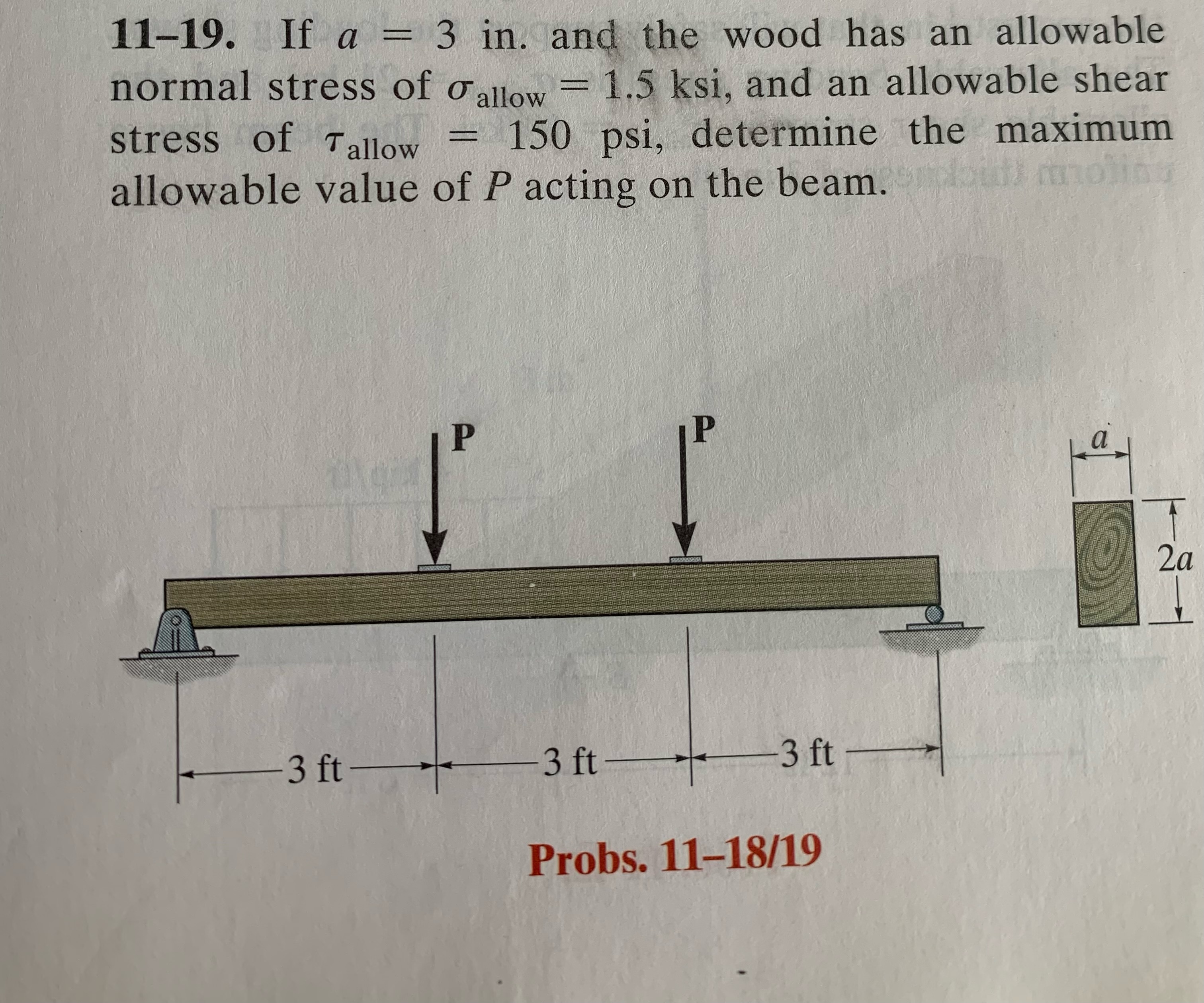 1 1 - 1 9 . If a = 3 in . and the wood has an