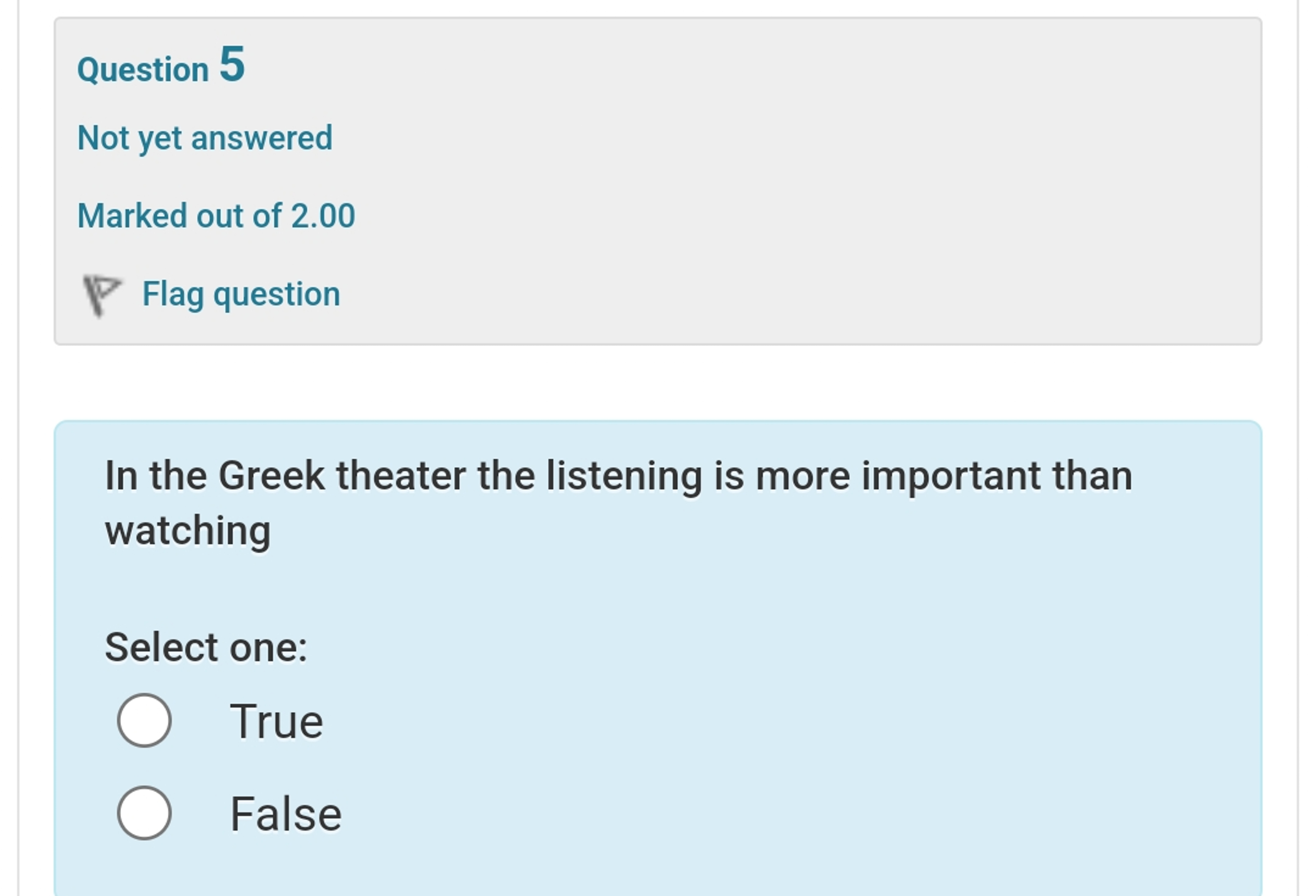 Question 6 Question 5 Not yet answered Marked out
